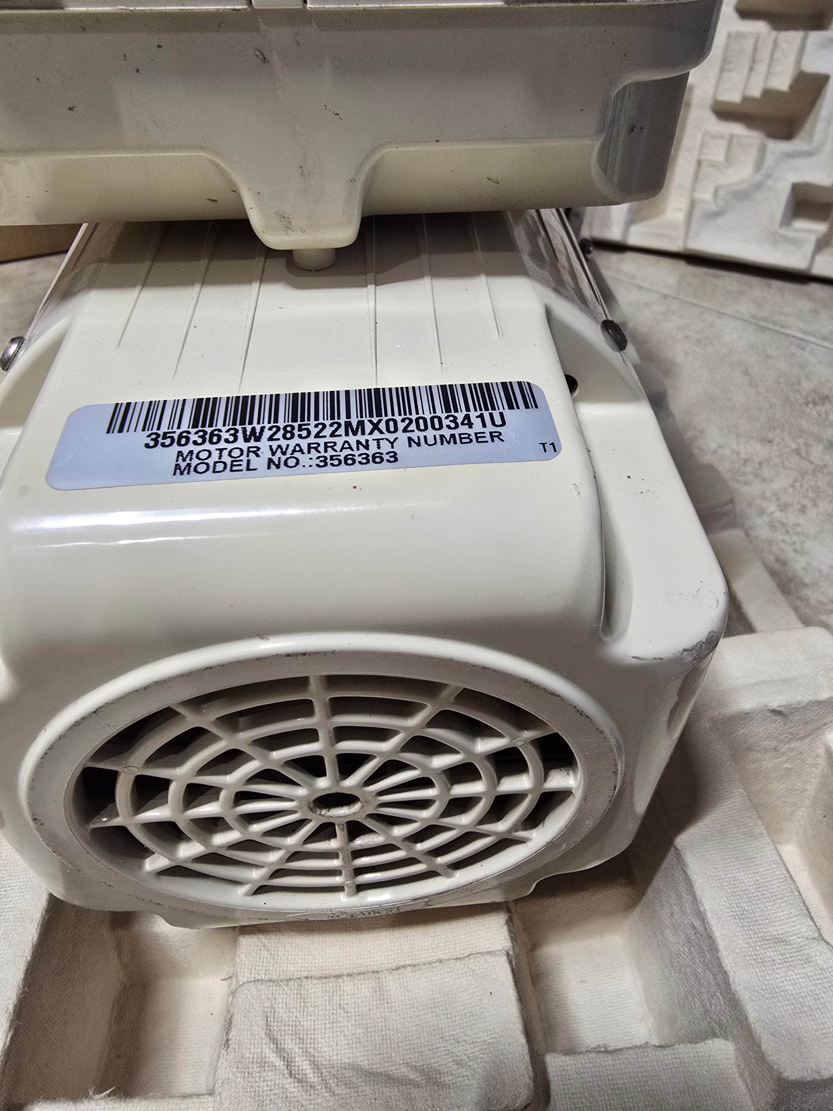 Pentair SuperFlo pump specification label — model 356363, 1.1 THP