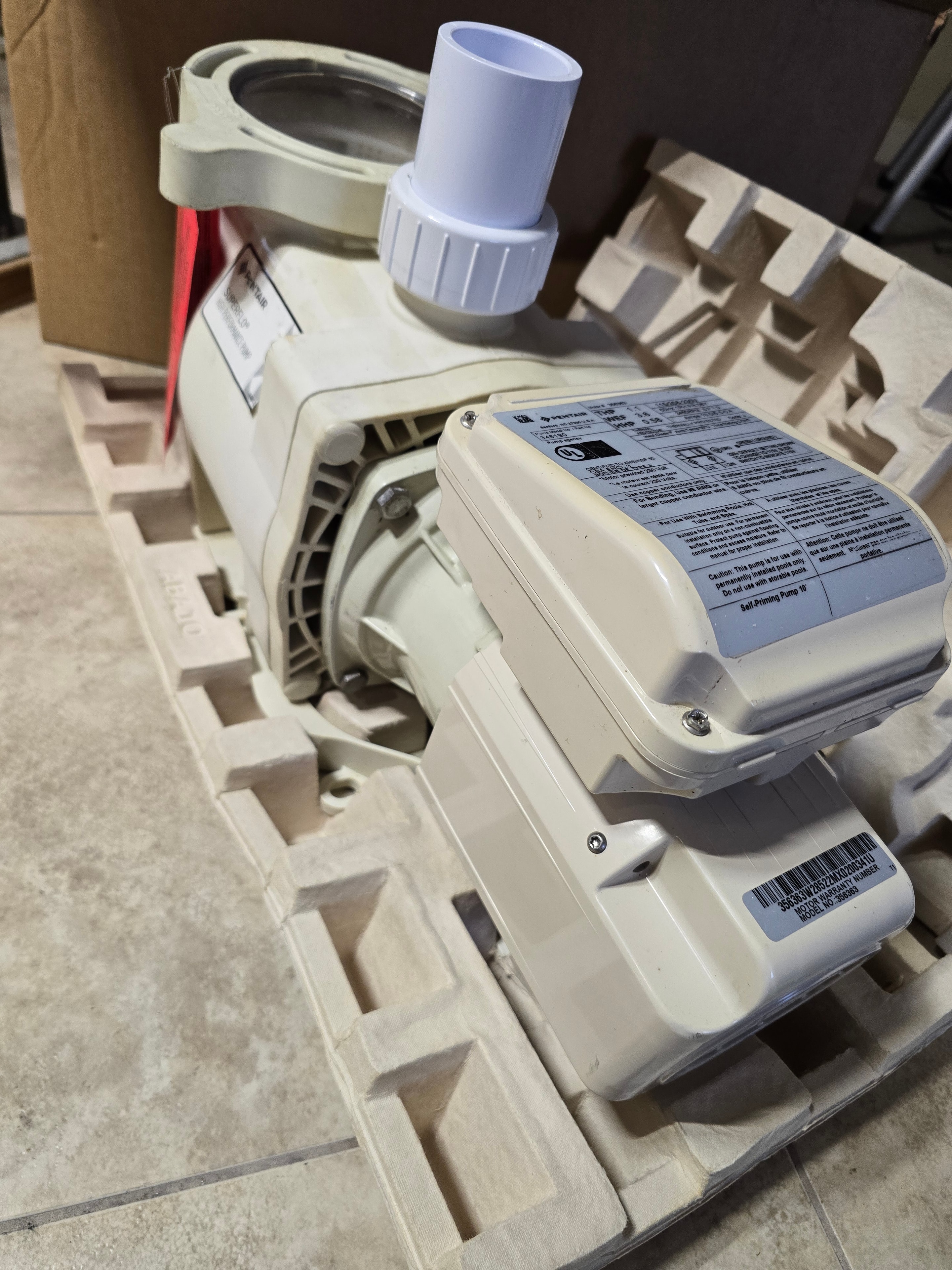 Pentair SuperFlo motor assembly — rebuilt with new bearings and seals