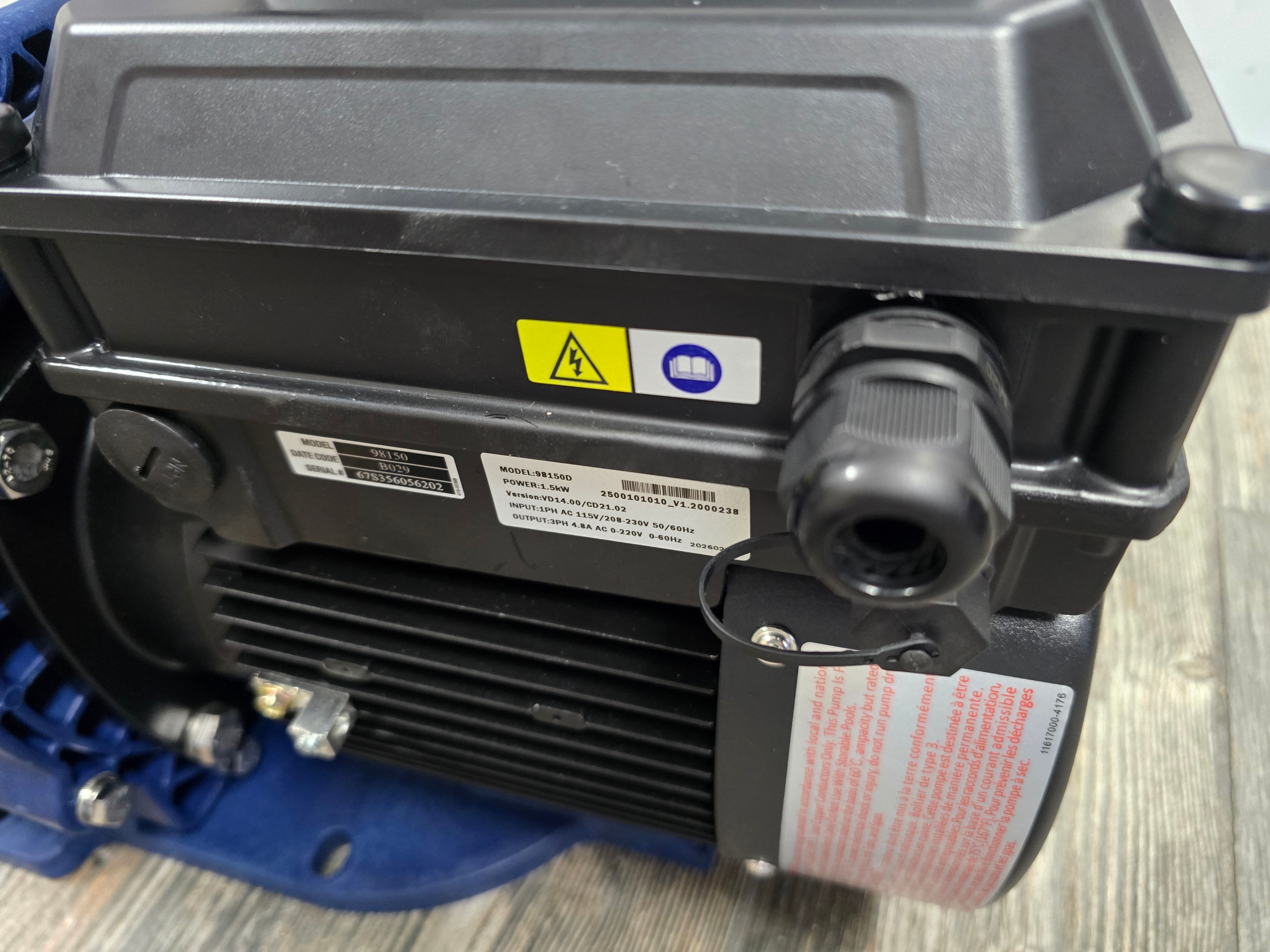 Superior Pump 98150 side view showing motor and cooling fins